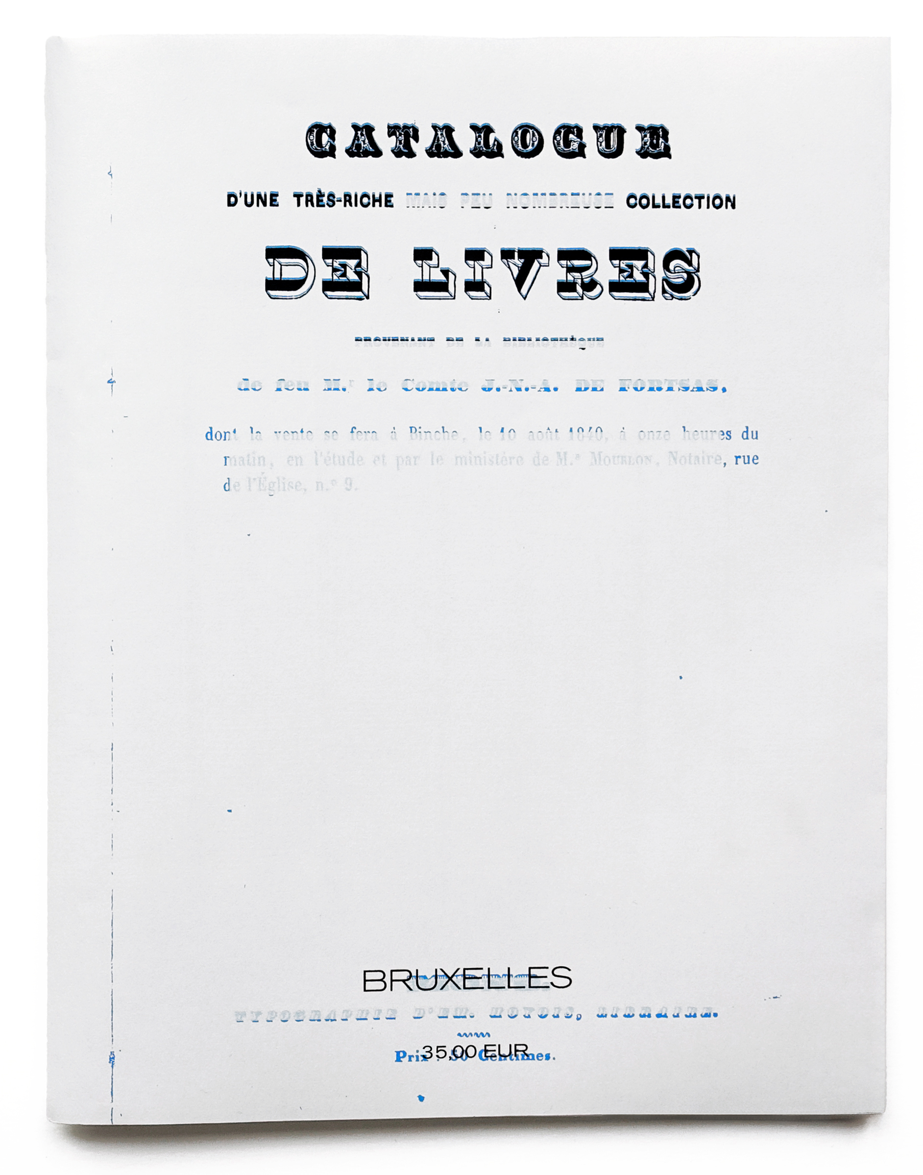 Catalogue d’une très riche collection de livres – Présentation de livre